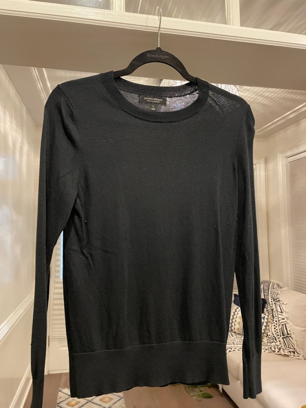 Banana Republic Black Silk Cashmere Crewneck Lightweight Sweater
